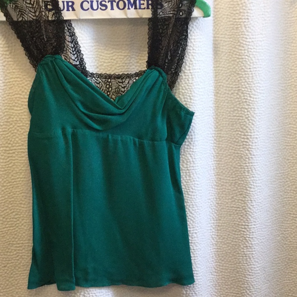 BCBG silk top in teal
